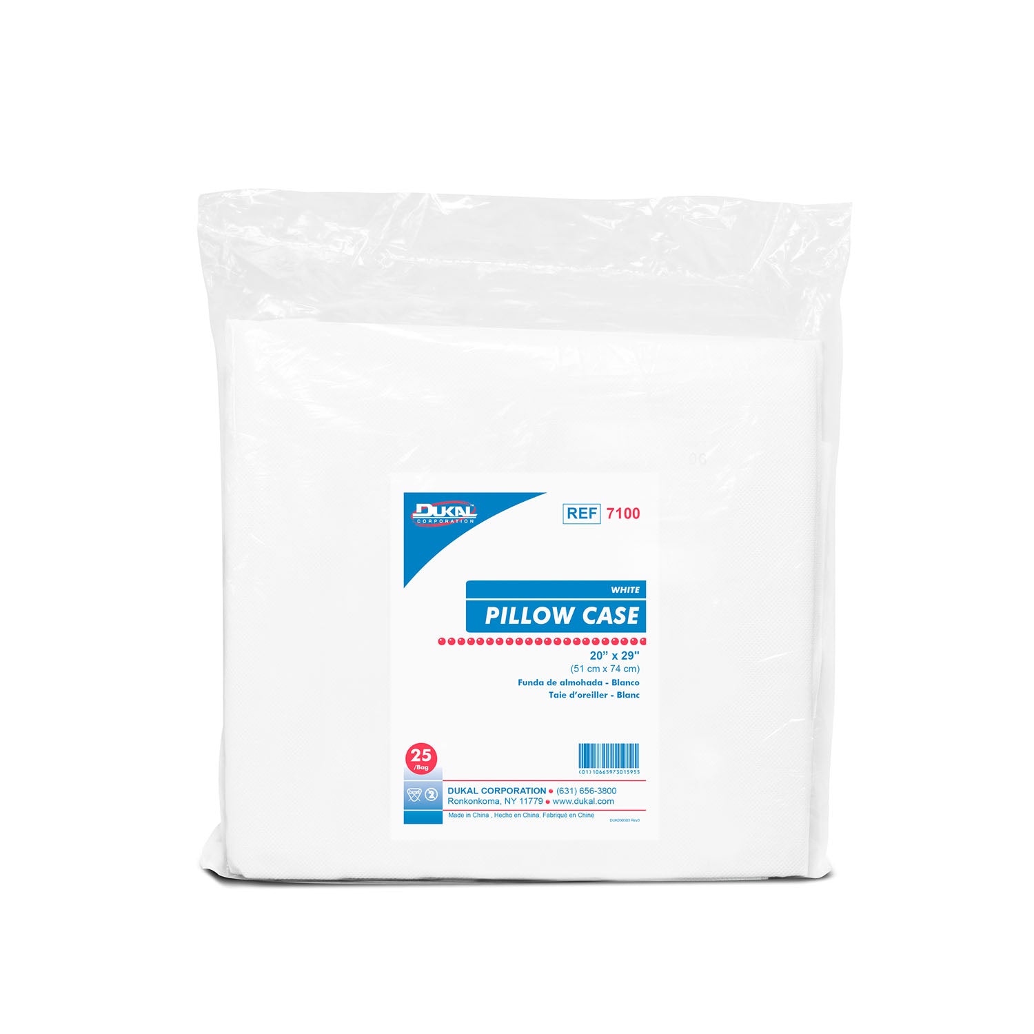 Dukal Corporation-7100 Pillowcase, 20" x 29", Fluid Resistant, White, Disposable (25/bg, 4 bg/cs)