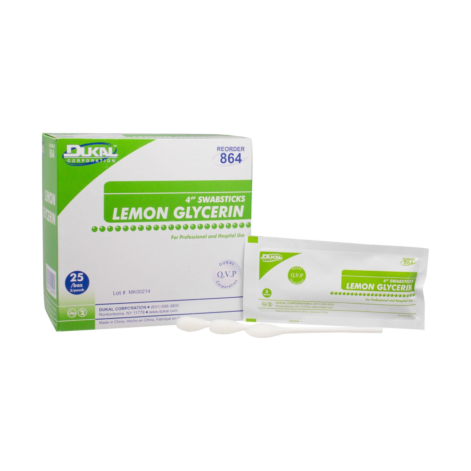Dukal Corporation-864 Lemon Glycerin Swabsticks (3/pk, 25 pk/bx, 10 bx/cs)