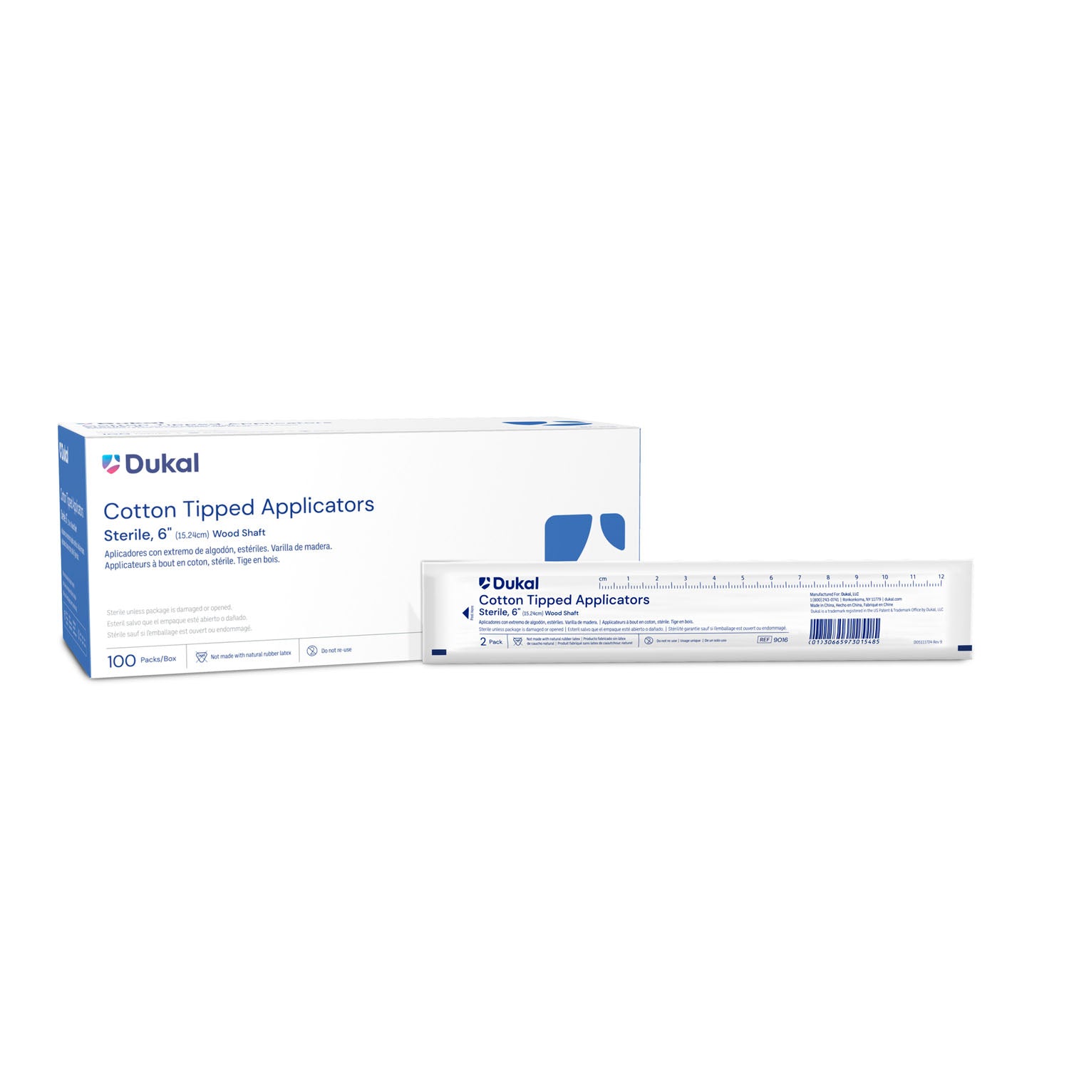 Dukal Corporation-9016 Applicator, 6" Cotton Tip, Sterile (2/pk, 100 pk/bx, 10 bx/cs, 60 cs/plt)