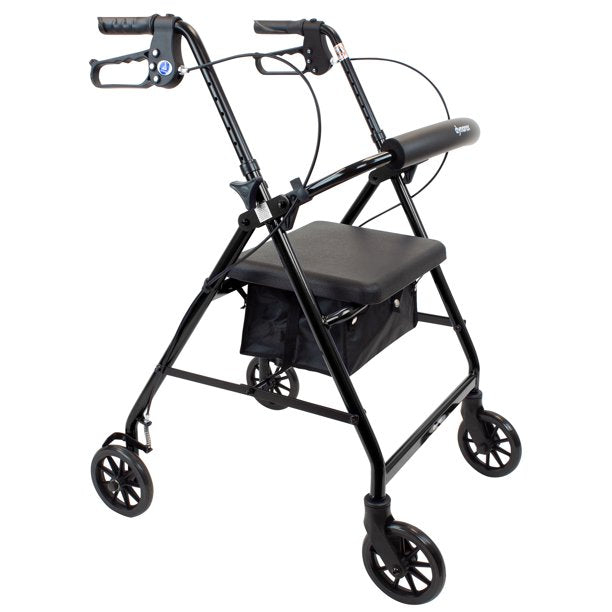 Dynarex-RPRL-10S08 Duo Rollator Padded Seat Black, 1 EA