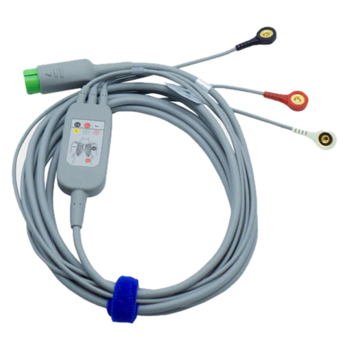 Cable de ECG integrado de 3 derivaciones EDAN con cables conductores a presión (AHA).