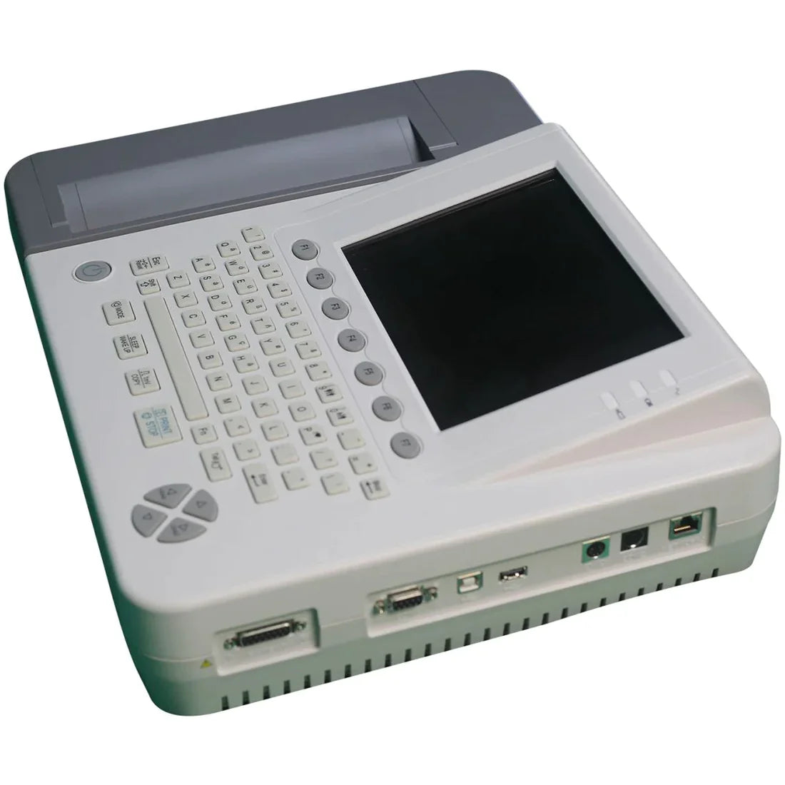 EDAN Twelve channel ECG, 8.4" LCD display, keyboard, wifi, and color touchscreen. Onboard PDF creator and 800 test internal memory with Glasgow interpretation.