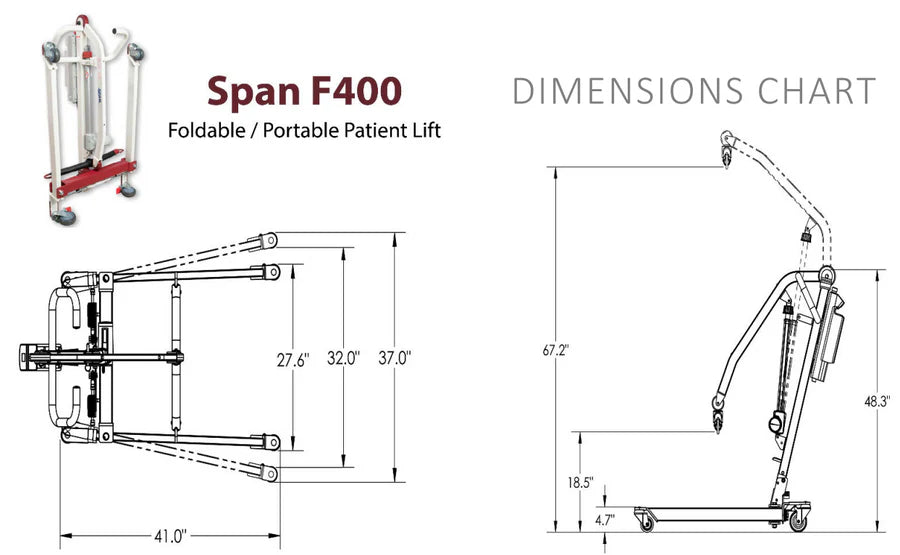 Span America-F400-Elevador de pacientes plegable y portátil