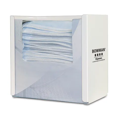 Bowman Dispensers/Marketlab-FB-091 White Stainless Single Facemask Dispenser, Tall • 7.9"W x 5"D x 7.7"H