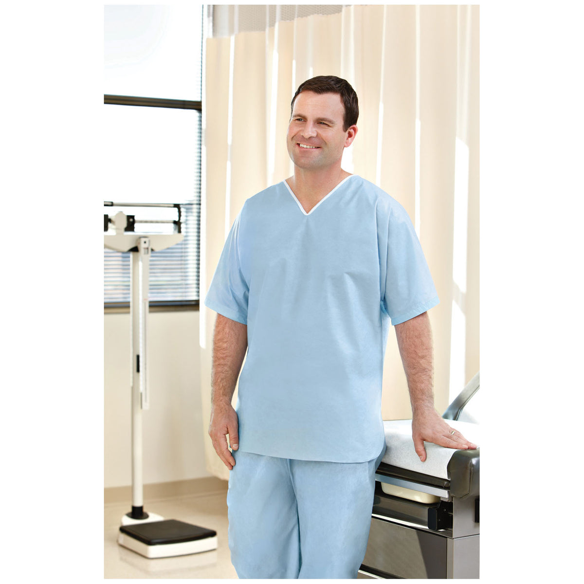 Graham Medical Disposable SMS Scrubs, Shirts & Pants Light Blue