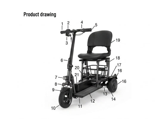 A2Z Mobility-BC-3331 Electric Ultra-Light 3-Wheel Mobility Scooter For Elderly (1 EA)