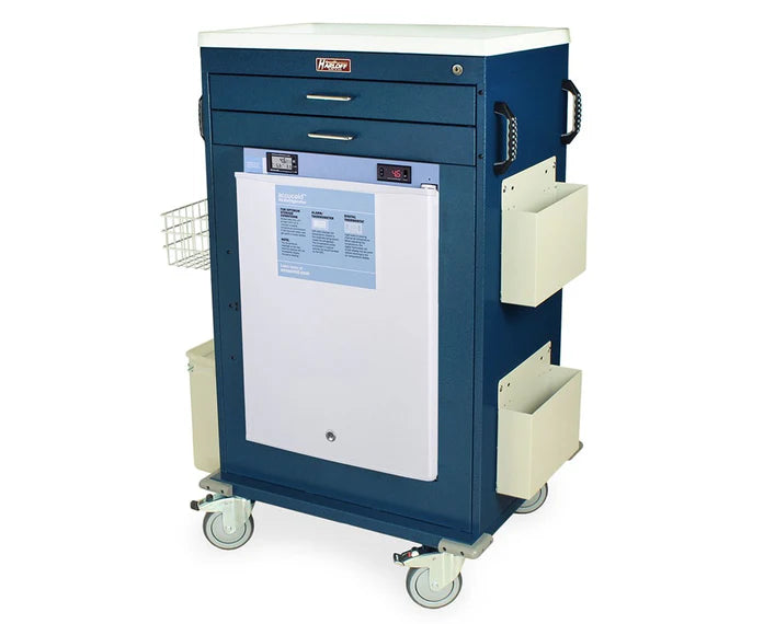 Harloff-MH5200B-Malignant Hyperthermia Cart with 1.8 Cubic Feet Follett Refrigerator, Two Drawers, Breakaway Lock & Accessories