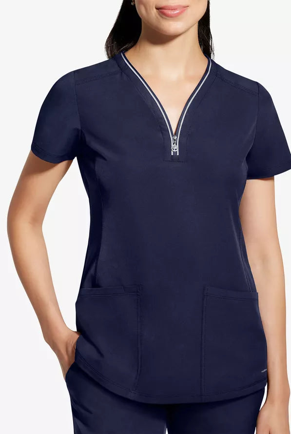360 by Healing Hands Women's Sonia Zip Y-Neck Scrub Top