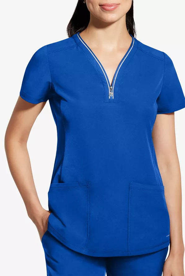 360 by Healing Hands Women's Sonia Zip Y-Neck Scrub Top