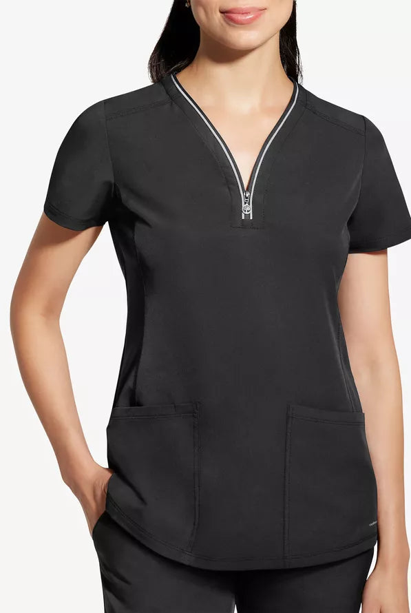360 by Healing Hands Women's Sonia Zip Y-Neck Scrub Top