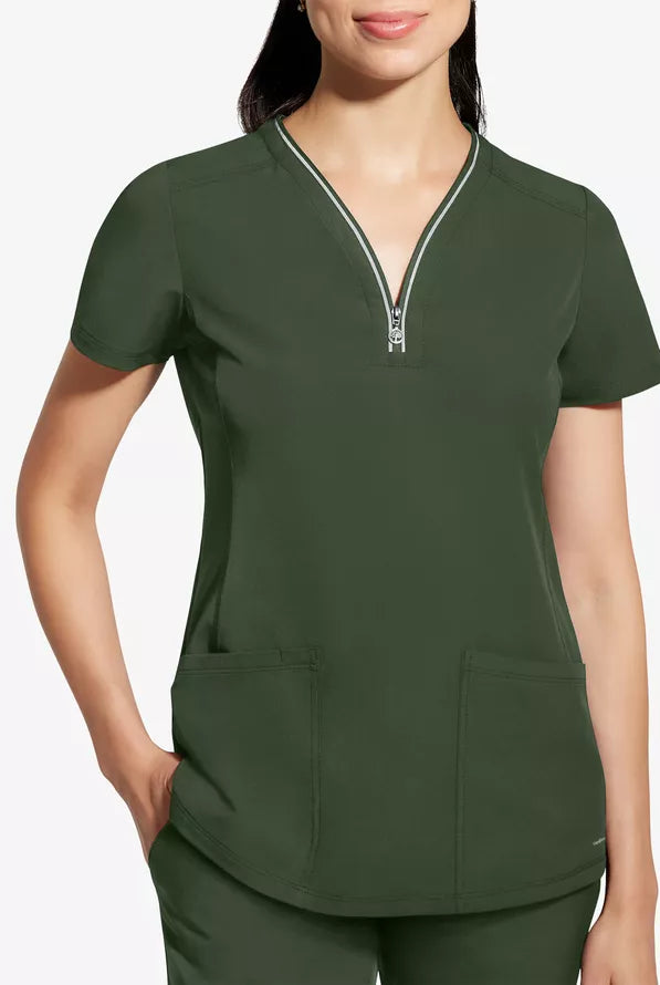 360 by Healing Hands Women's Sonia Zip Y-Neck Scrub Top