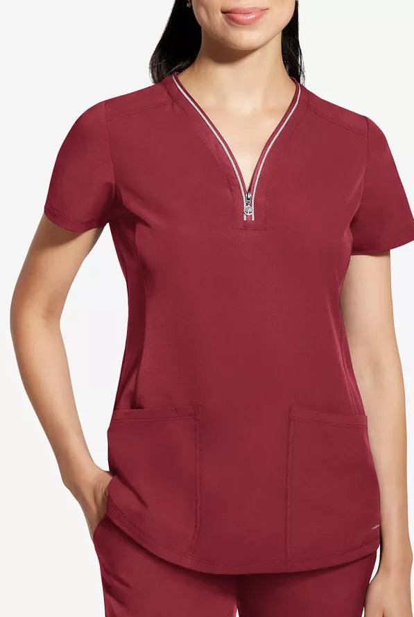 360 by Healing Hands Women's Sonia Zip Y-Neck Scrub Top