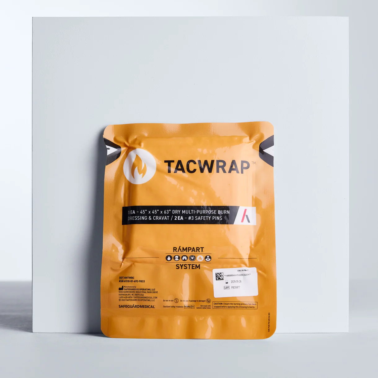 Safeguard Medical-HHTWBC-25 TACWrap, Multi-purpose Dry Burn Dressing/Cravat (Box of 25)