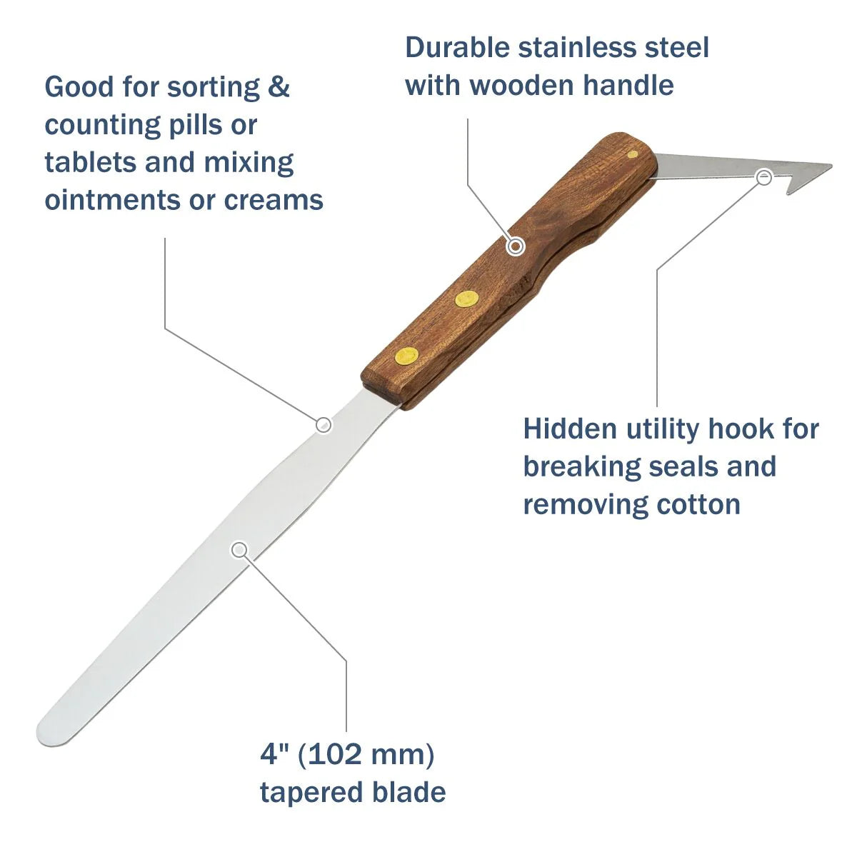 Apothecary Products-23325 Tapered Spatula with Hook