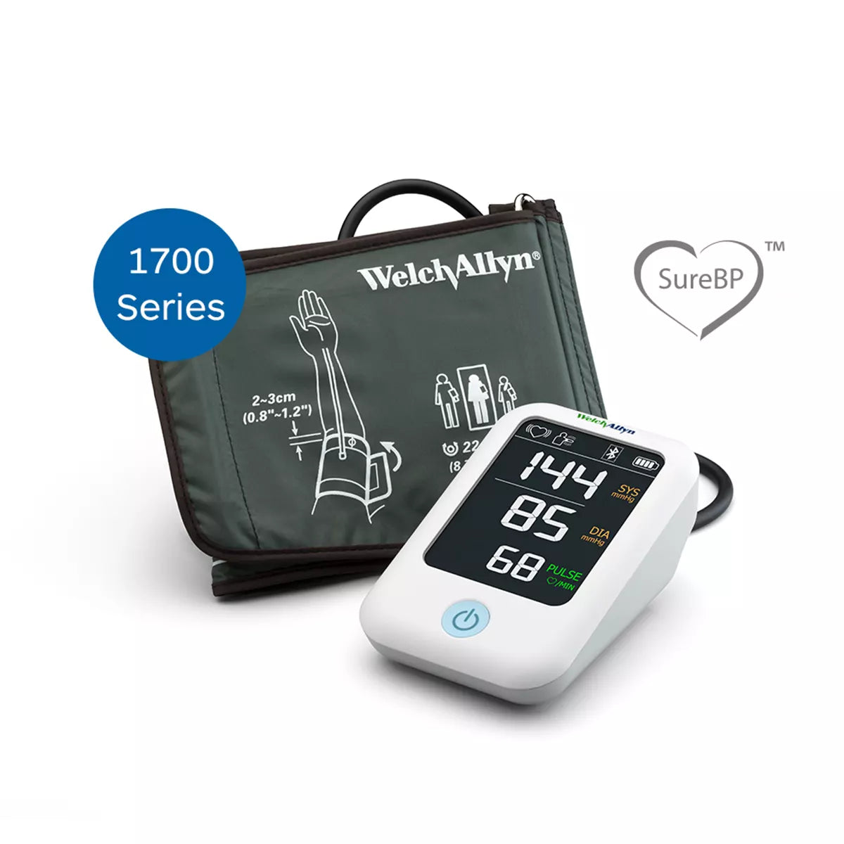 Welch Allyn/Hillrom-H-BP100SBP Home Blood Pressure Monitor & Accessories,BP Monitor, Home Use, D-Ring Standard Wide Cuff (22 - 42cm), (4) Alkaline AA Batteries (US Only)(Each)