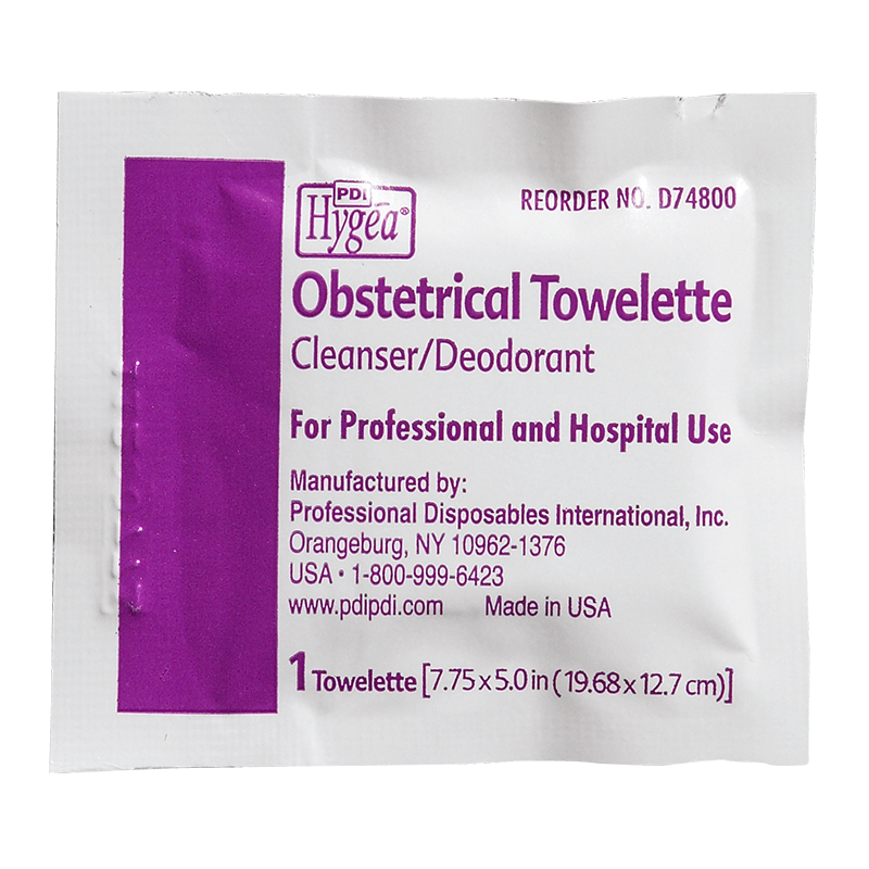 PDI-D74800 Obstetrical Towelette, 7.75" x 5" (1/Pack, 100 Pack/Box, 10 Box/Case)