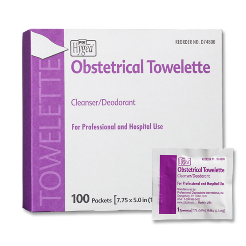 PDI-D74800 Obstetrical Towelette, 7.75" x 5" (1/Pack, 100 Pack/Box, 10 Box/Case)