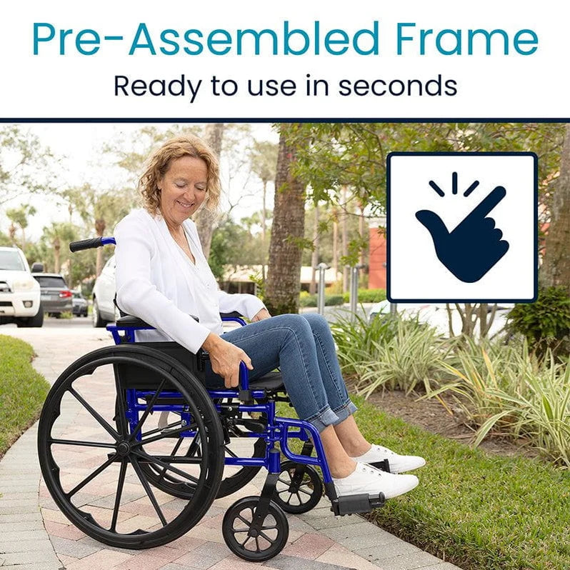 Vive Health-MOB1078BLU Heavy Duty Wheelchair - Blue