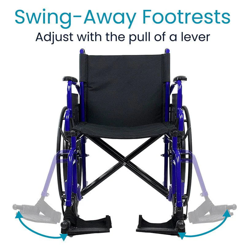 Vive Health-MOB1078BLU Heavy Duty Wheelchair - Blue