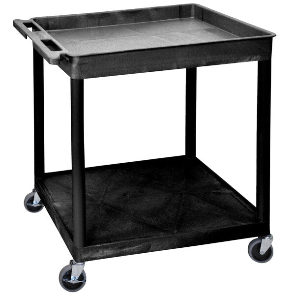 Luxor-TC12-B 32x24" 1 Tub 1 Flat Shelf Utility Cart (Black)