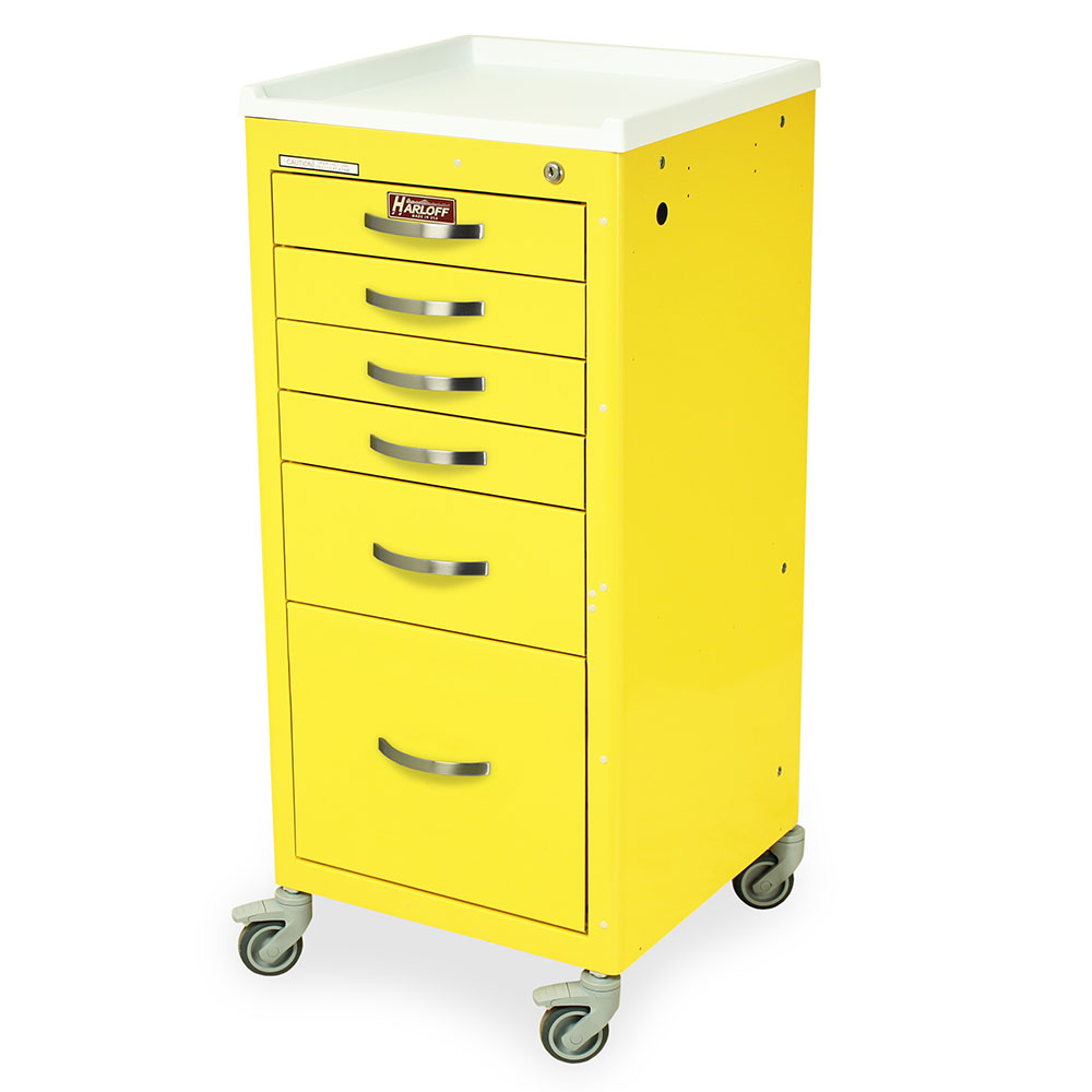 Harloff-M3DS1830K16 M-Series Mini Width Tall Infection Control Cart Six Drawers with Key Lock