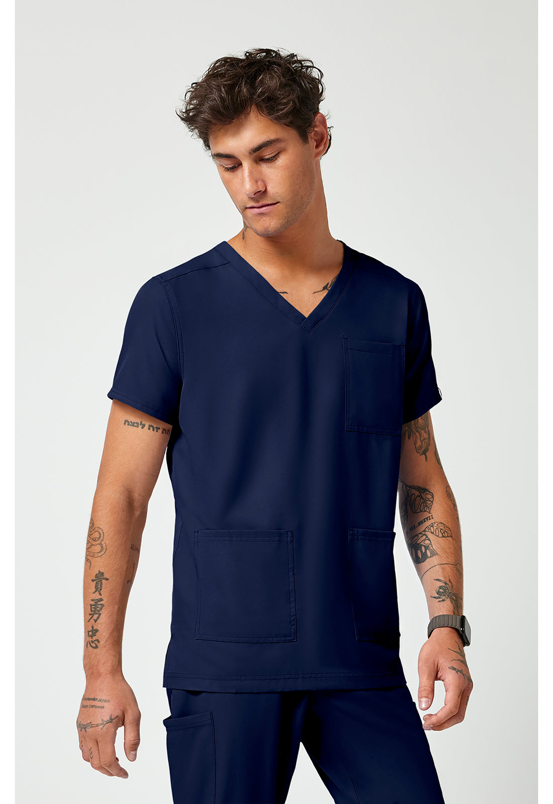 Med Couture Insight Men's V-Neck Scrub Top – 3 Pockets