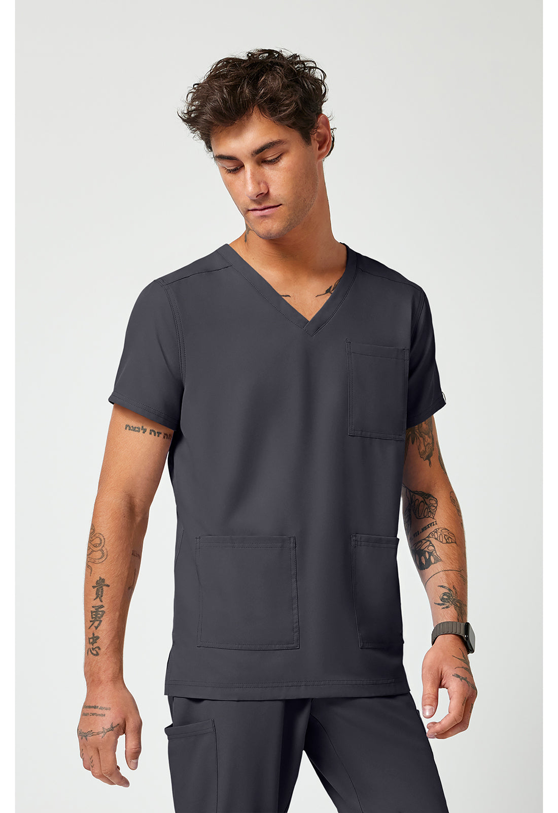 Med Couture Insight Men's V-Neck Scrub Top – 3 Pockets