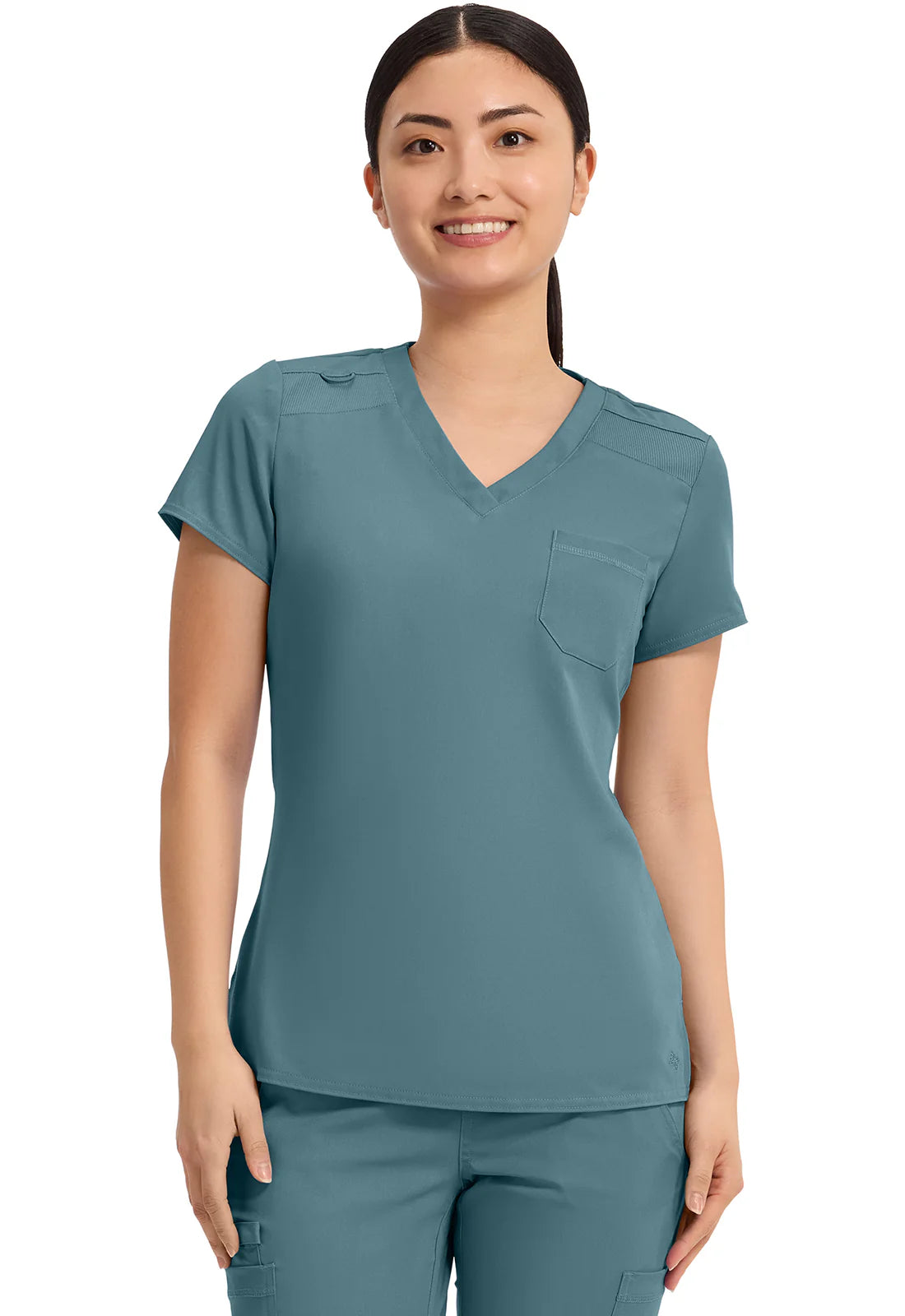 Med Couture Women's Touch V - Neck Chest Pocket Top