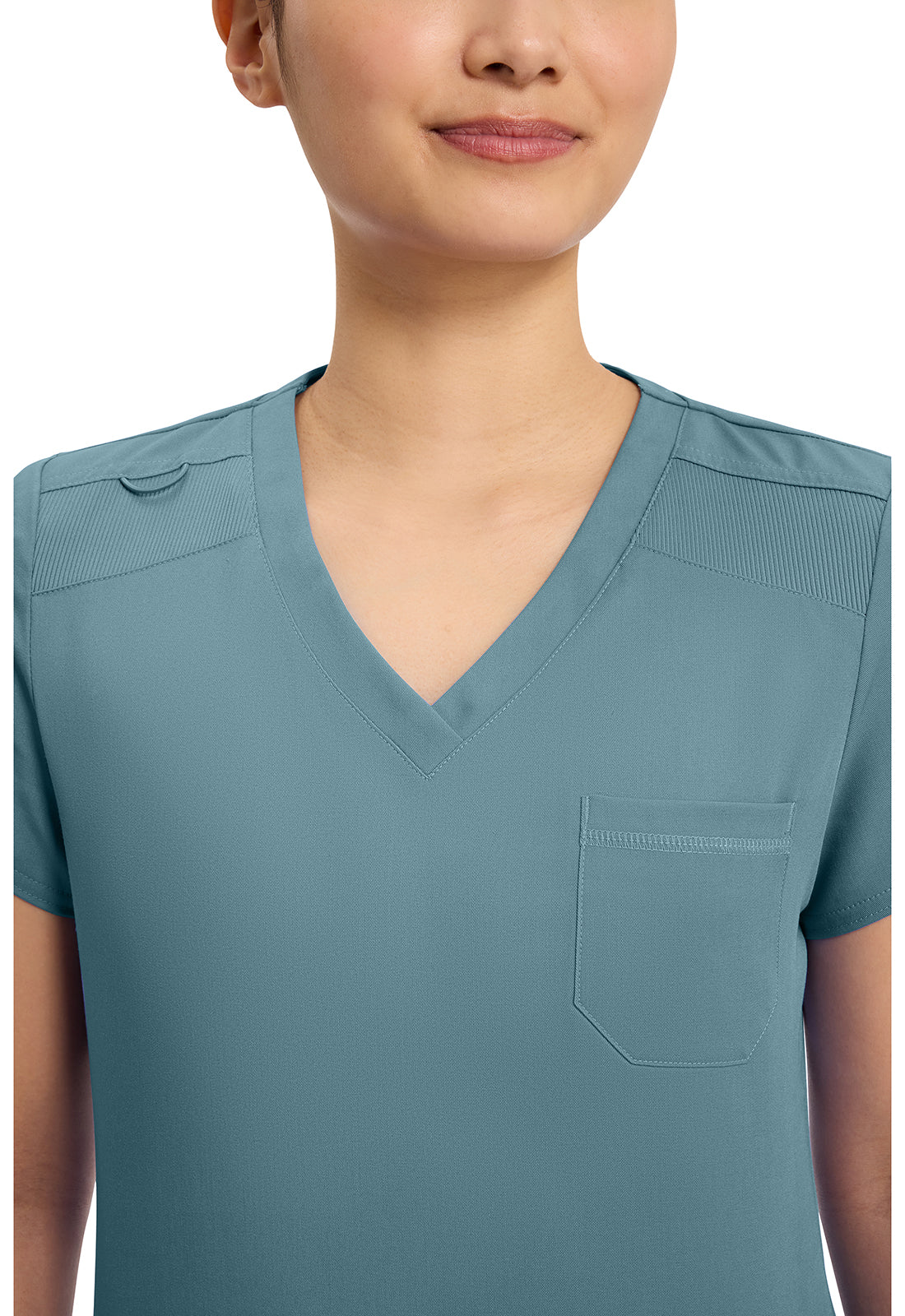 Med Couture Women's Touch V - Neck Chest Pocket Top