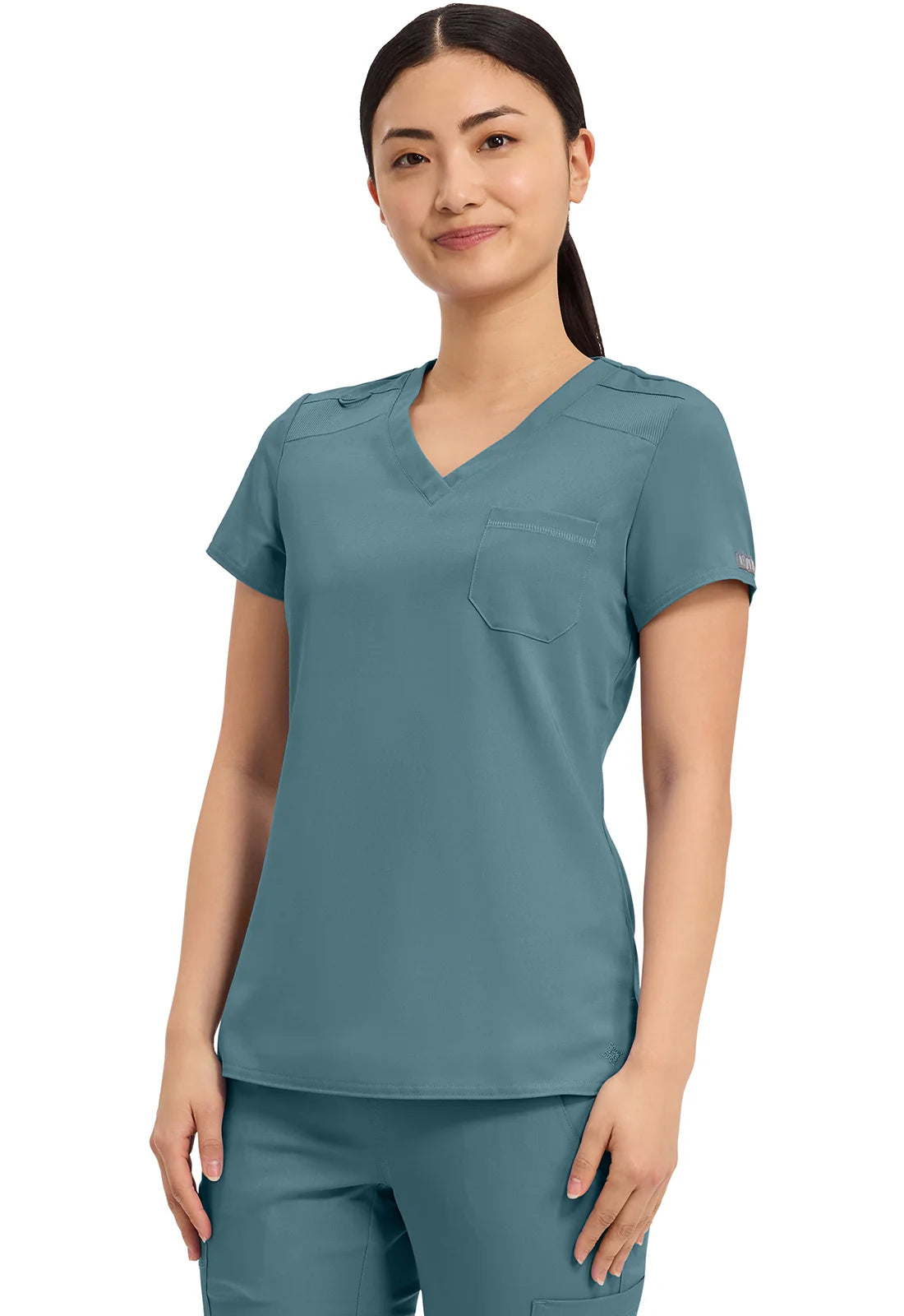 Med Couture Women's Touch V - Neck Chest Pocket Top