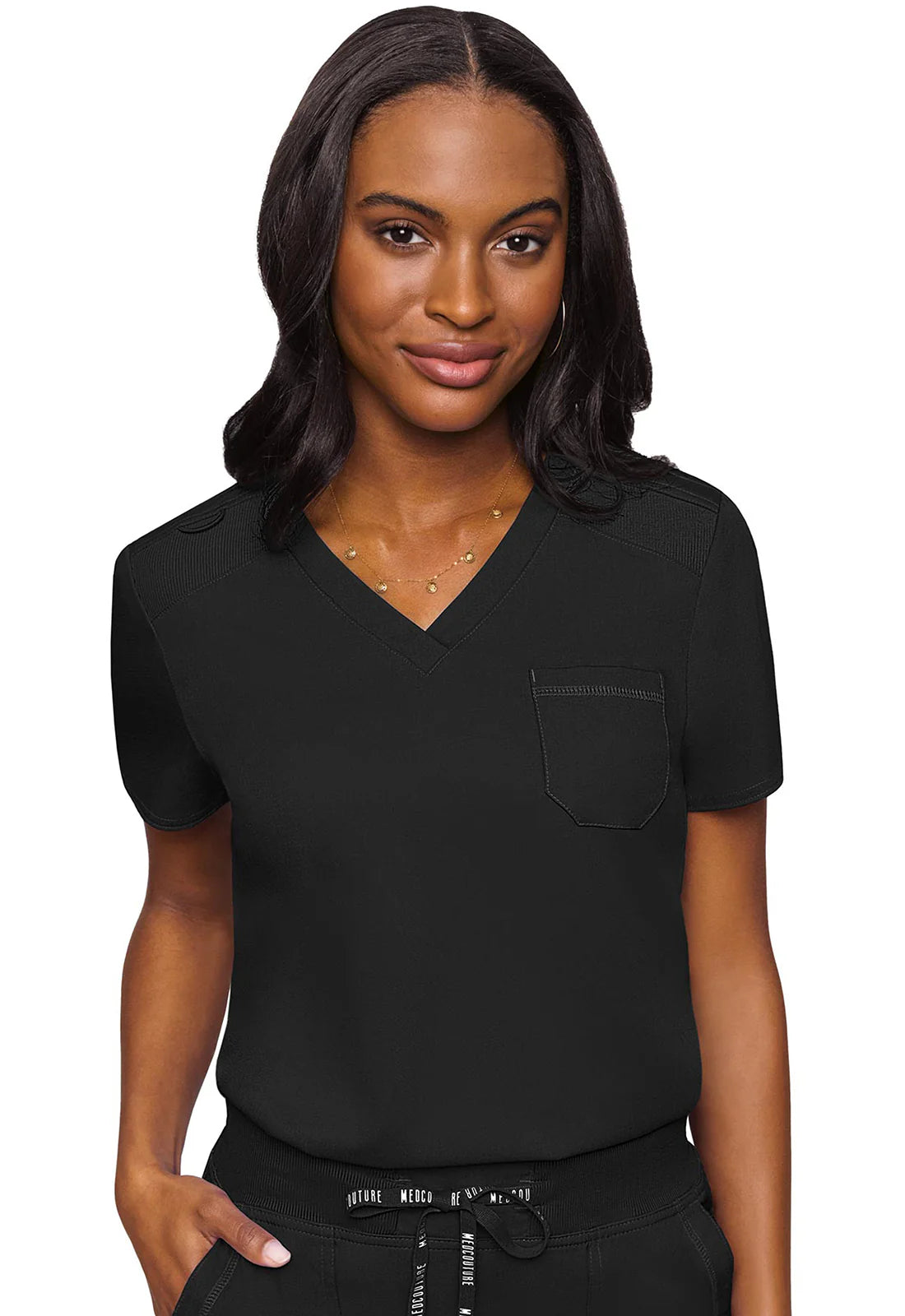Med Couture Women's Touch V - Neck Chest Pocket Top