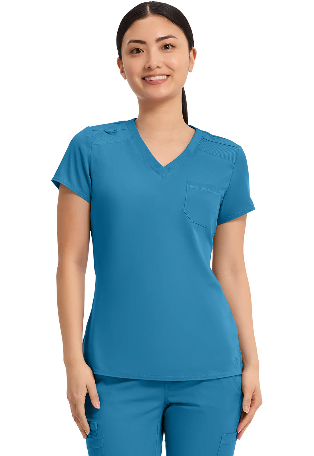 Med Couture Women's Touch V - Neck Chest Pocket Top