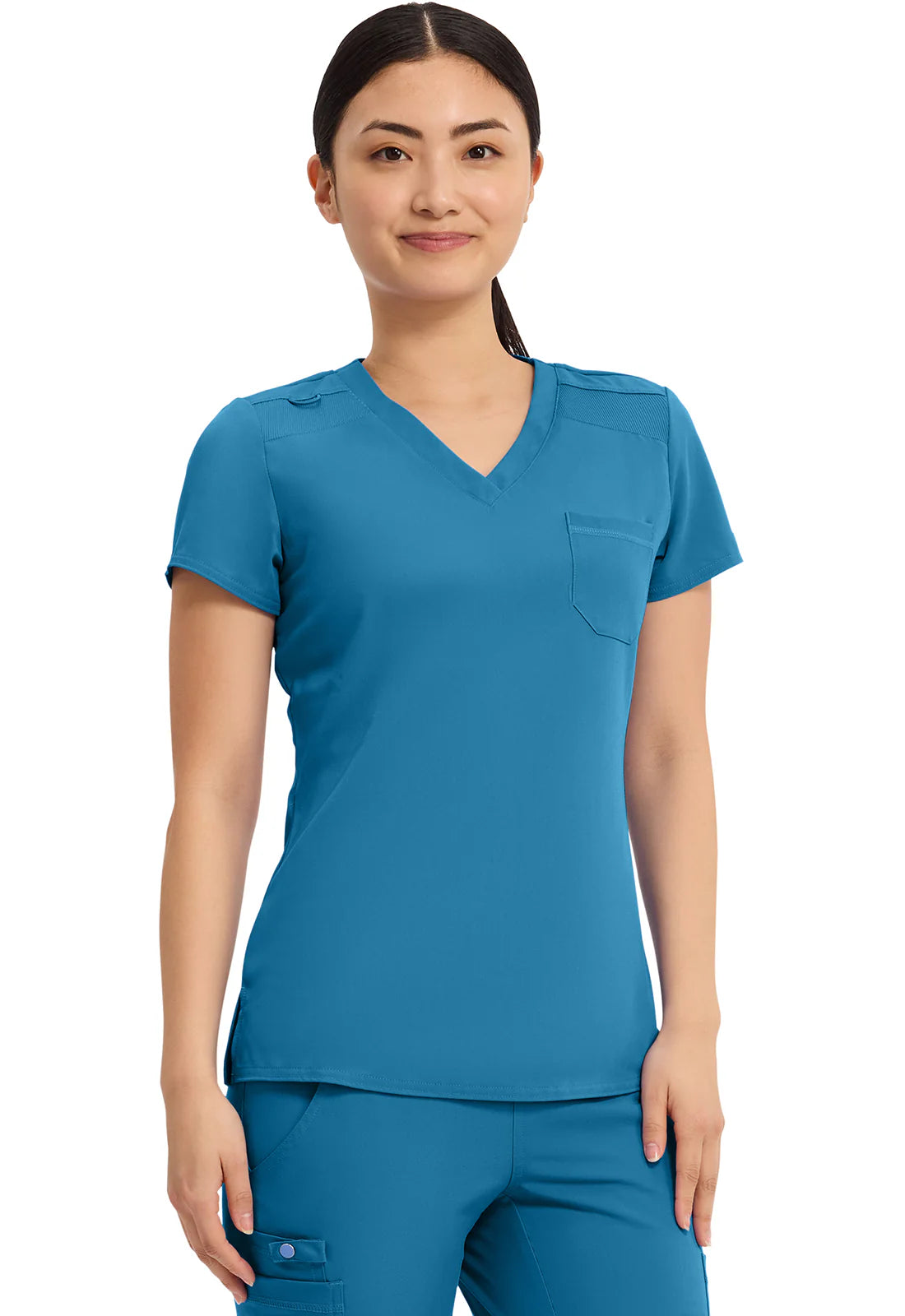 Med Couture Women's Touch V - Neck Chest Pocket Top