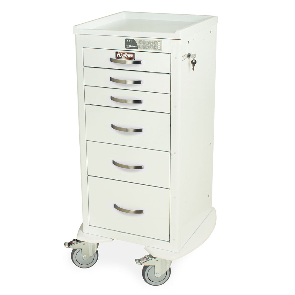 Harloff-MDS1830EKC06 M-Series Aluminum Mini Width Tall Anesthesia Cart Six Drawers with Electronic Keypad Lock