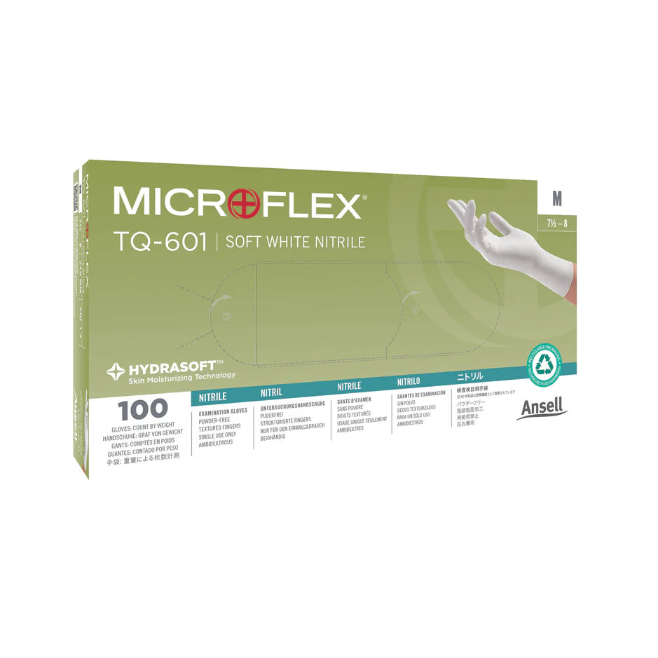 Ansell Microflex Soft White Powder-Free Nitrile Exam Gloves