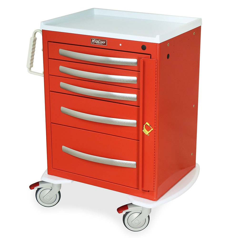 Harloff A-Series Medium Width Aluminum Locking Medical Cart, MPA24