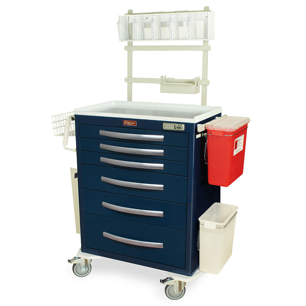 Harloff-MPA3030E06+MD30-ANS3 A-Series Lightweight Aluminum Standard Width Tall Anesthesia Cart Six Drawers with Basic Electronic Pushbutton Lock, MD30-ANS3 Package