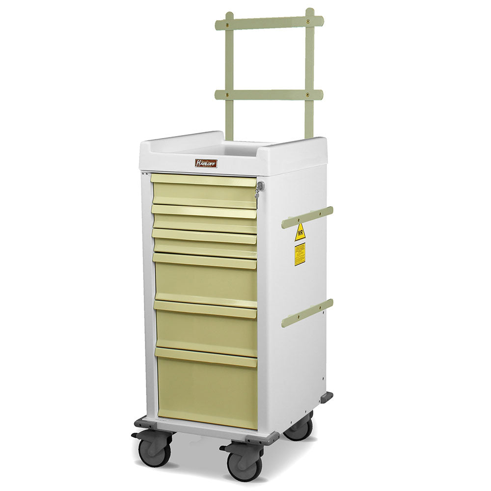 Harloff-MRN6K-MAN Narrow Body MR-Conditional Anesthesia Cart Six Drawers with Key Lock, Accessory Package