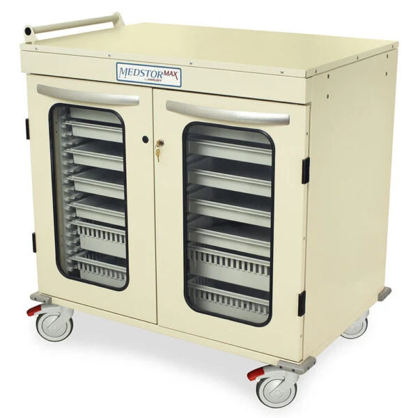 Harloff-MSPM42-20GK Double-Width Half-Height Mobile Cabinet, Key Lock, Glass Door (1 EA)