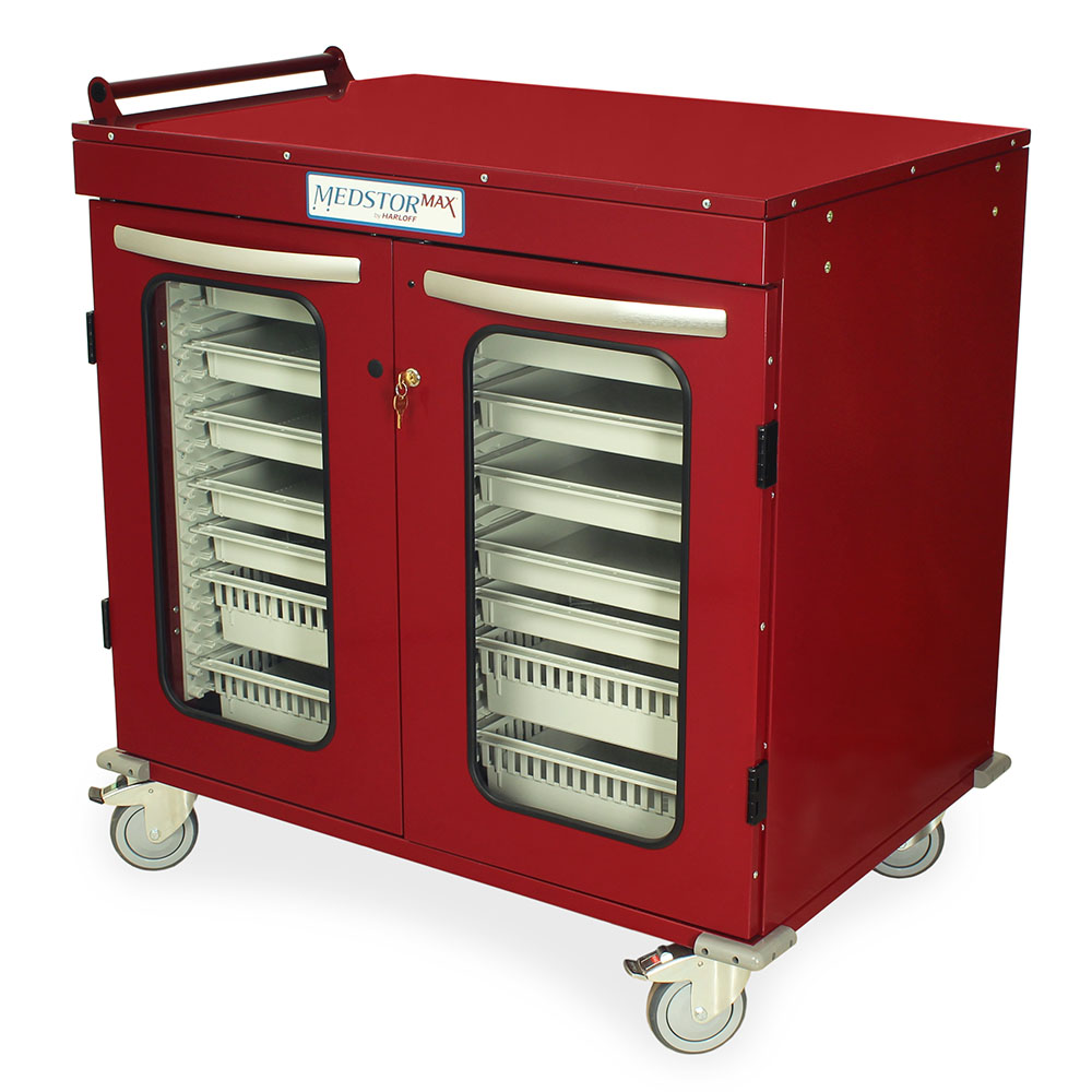 Harloff-MSPM42-00GK-MedStor Max Half Height Double Column Medical Storage Cabinet with Glass Doors, Key Lock