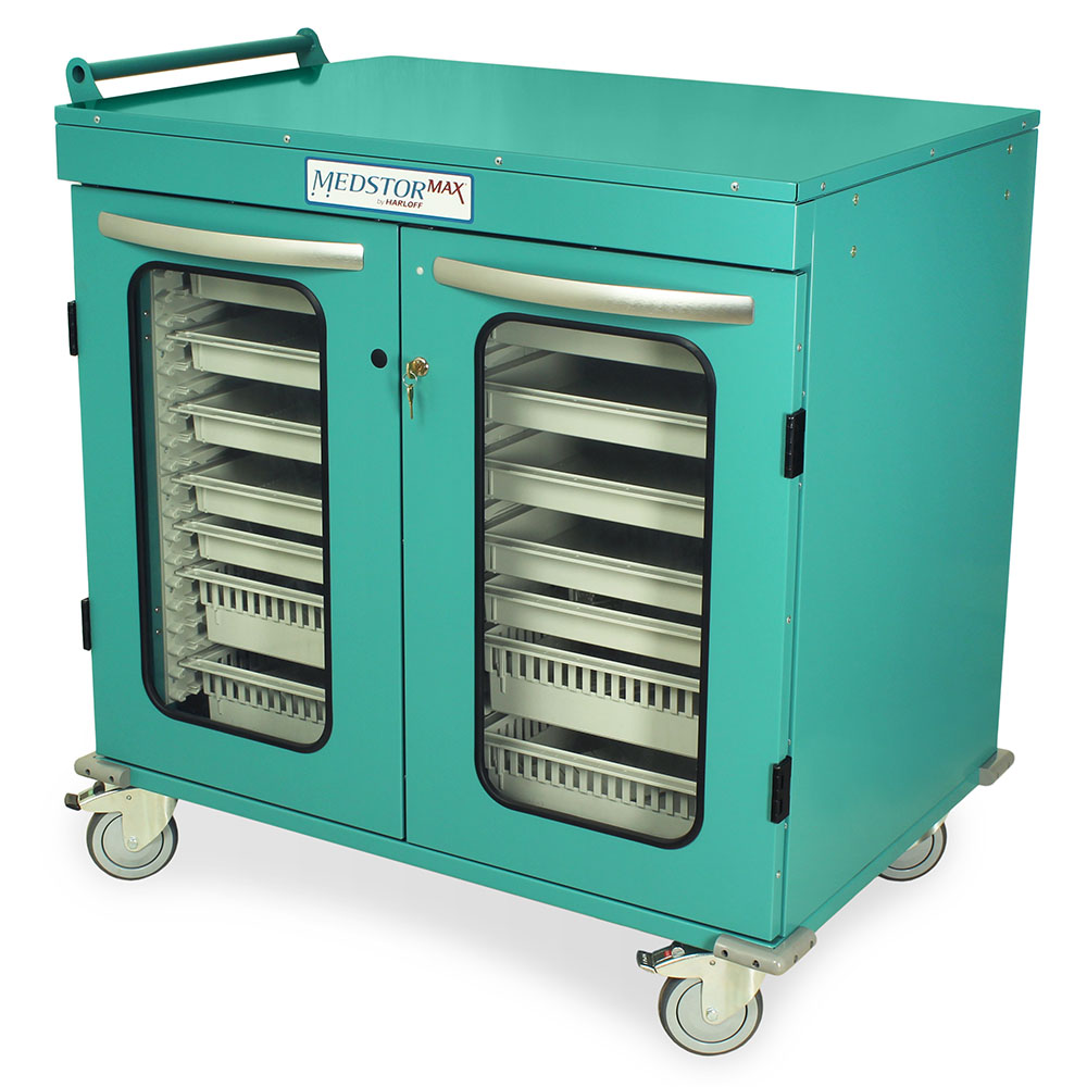 Harloff-MSPM42-00GK-MedStor Max Half Height Double Column Medical Storage Cabinet with Glass Doors, Key Lock