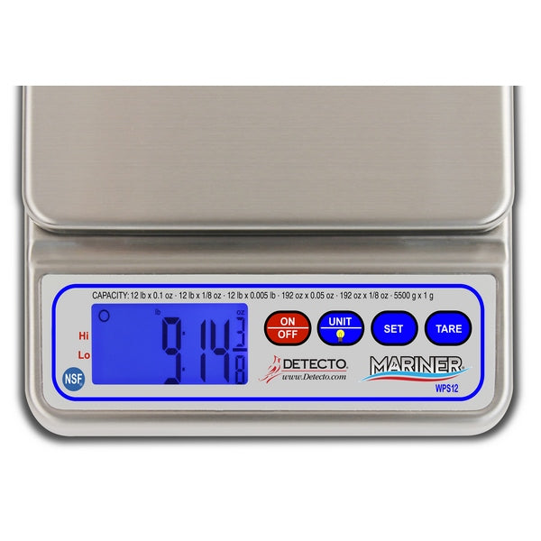 Detecto-WPS12 – Portion Scale, Waterproof IP67, 12 lb Capacity, 7.5" x 9.75" Platform 1/ea