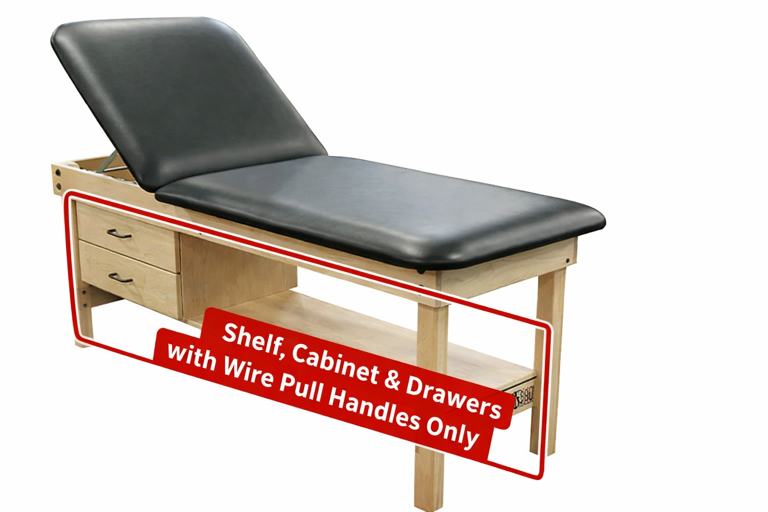 PHS Medical-EWT-Drawers (AN OPTION ACCESSORIES) Shelf, Cabinet and Drawers with Wire Pull Handles for Essential Wood Treatment Tables – Lift Back & Flat Cushion Compatible