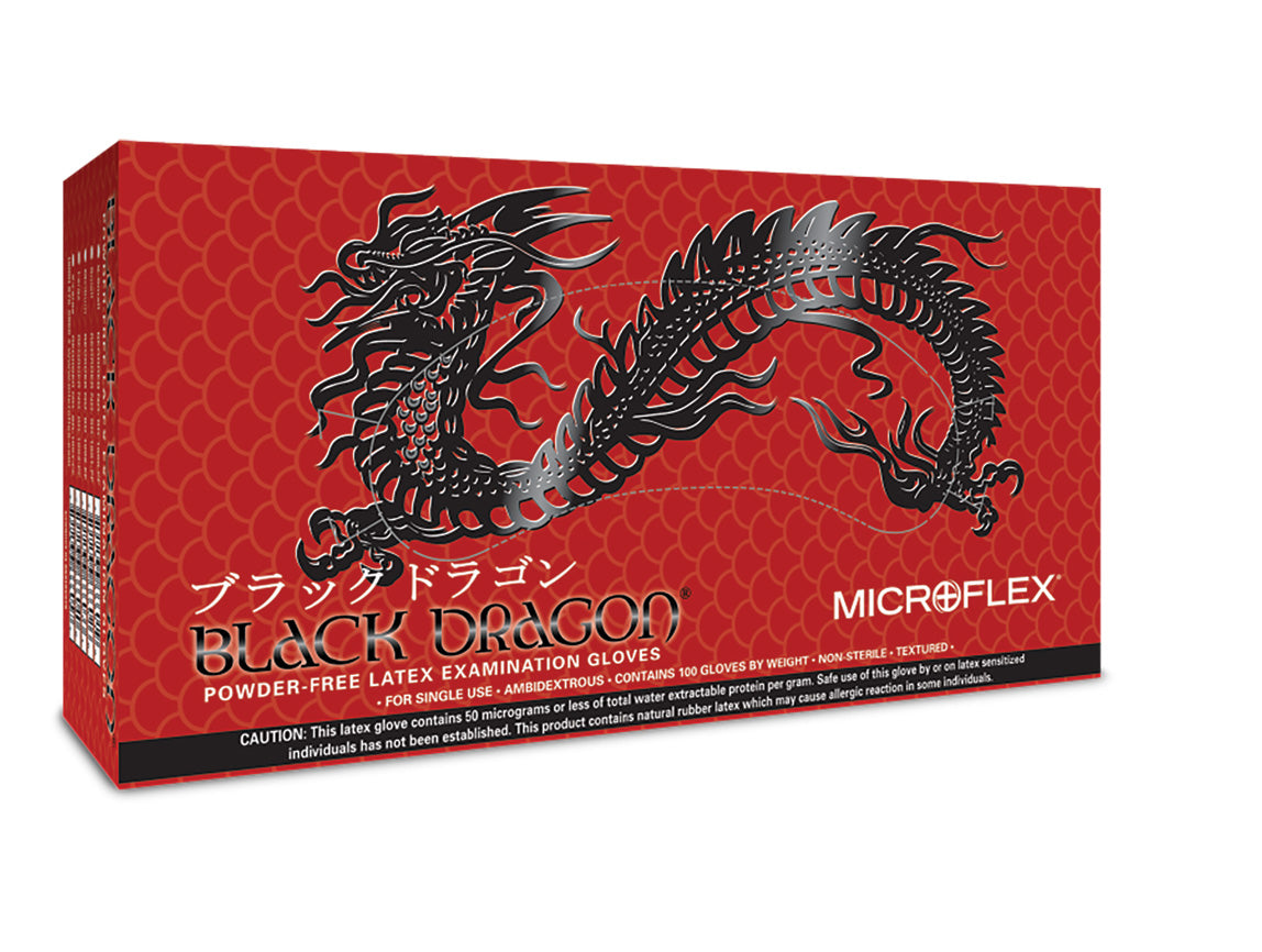Ansell MICROFLEX™ Black Dragon™ BD-100L Latex Gloves (100/Box, 20 Boxes/Case (2,000/Case)