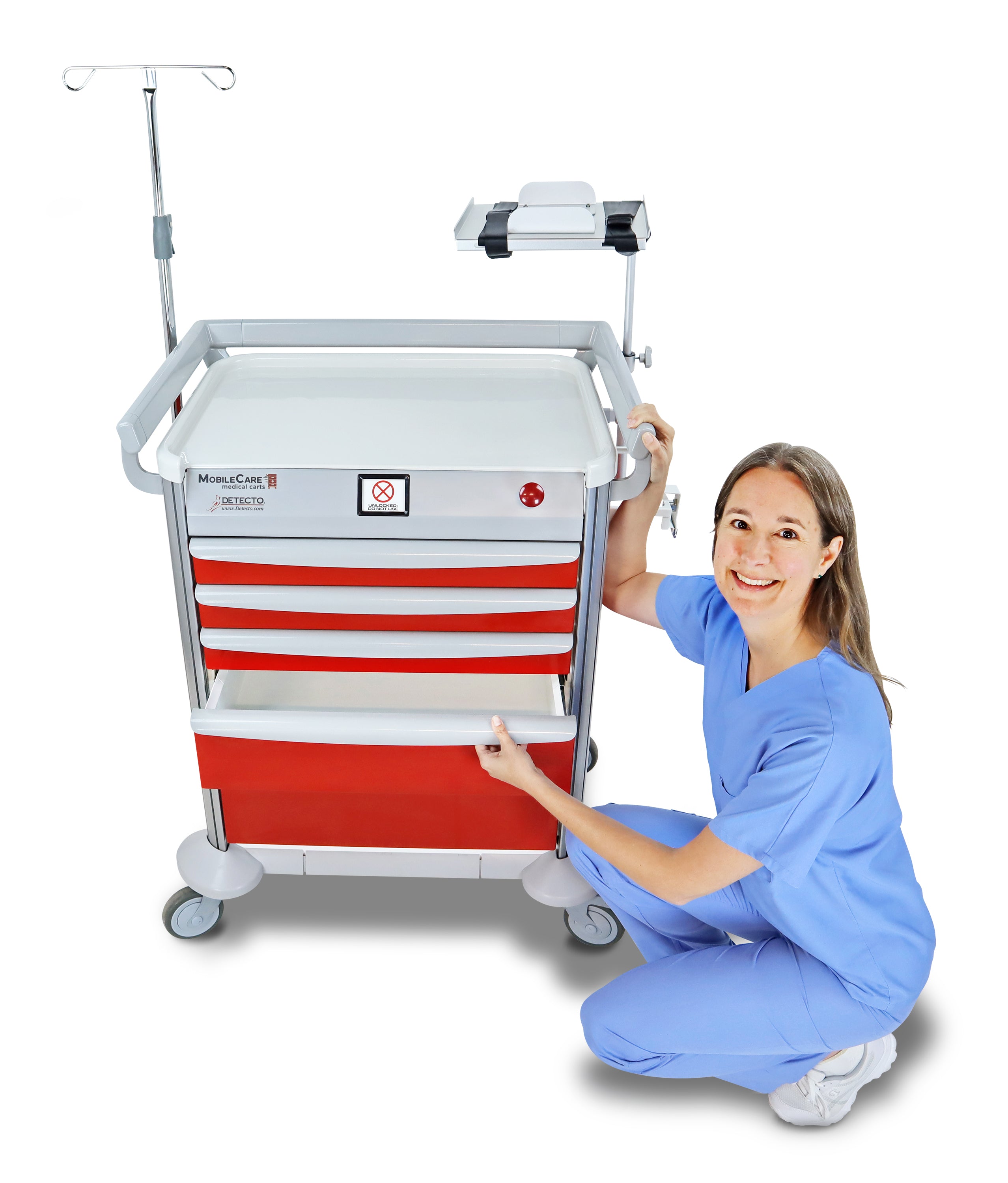 Detecto MobileCare Series Medical Cart, Red, 23 in. Electronic