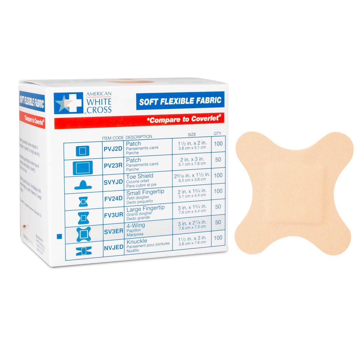 Dukal Corporation-SV3ER Adhesive Bandage, 2 7/8" x 3", Fabric, Soft Flexible, Latex Free (LF), Sterile (50/bx, 12 bx/cs)