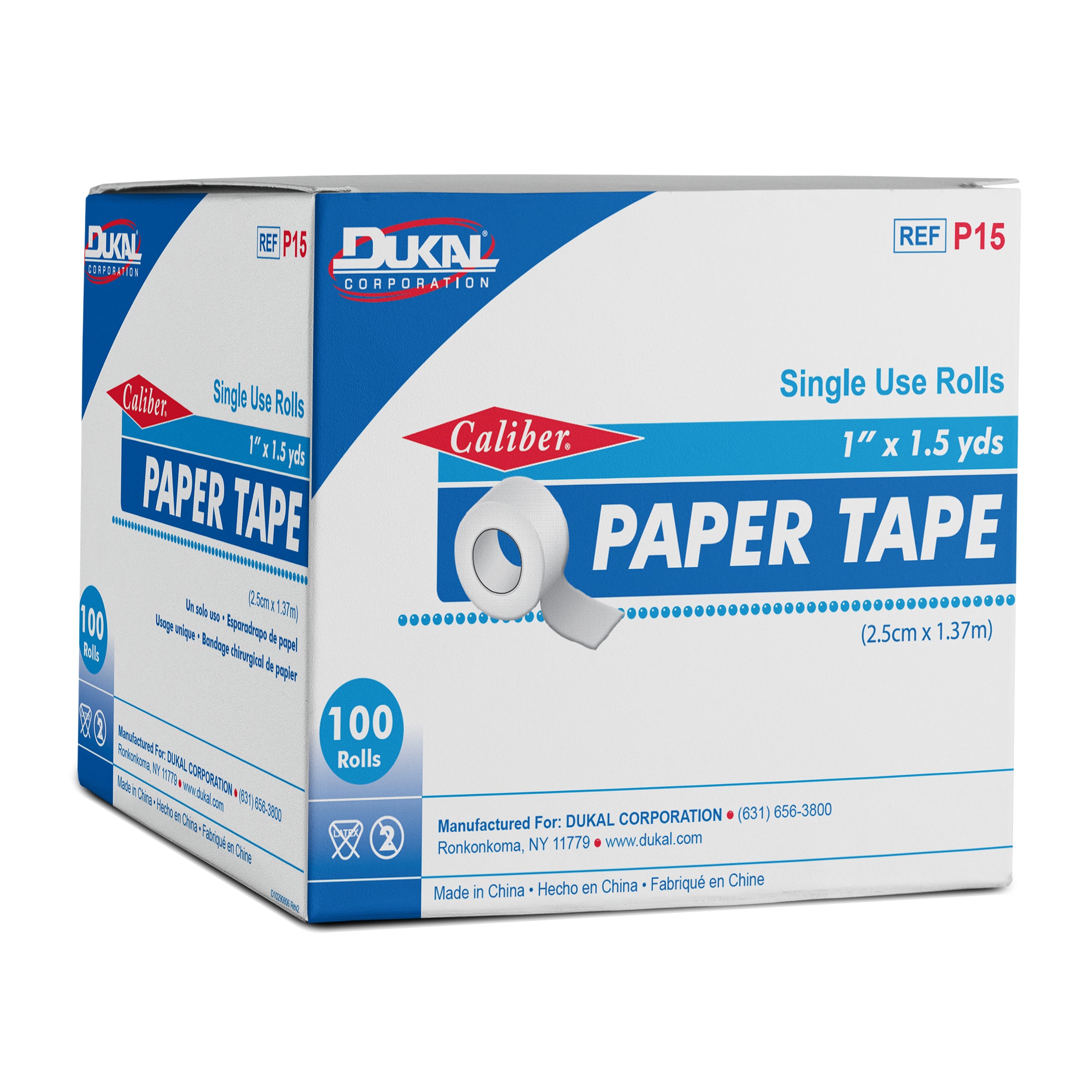 Dukal Corporation-P15 Paper Tape, 1" x 1½ yds, Non-Sterile (100/bx, 5 bx/cs)