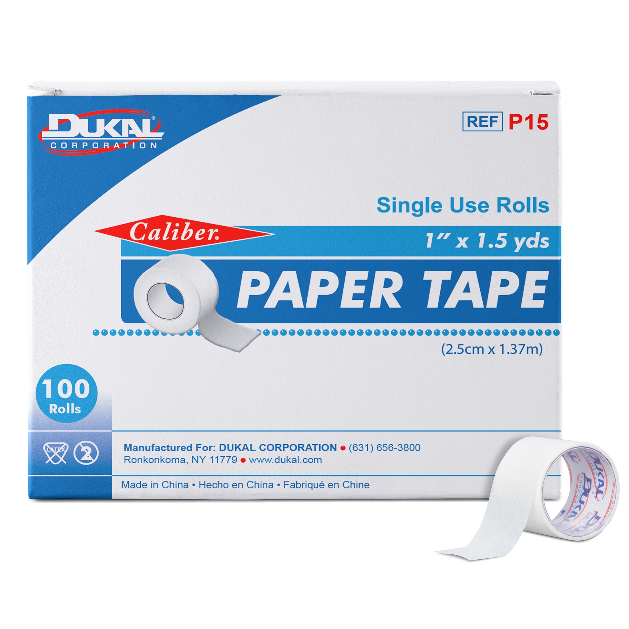 Dukal Corporation-P15 Paper Tape, 1" x 1½ yds, Non-Sterile (100/bx, 5 bx/cs)