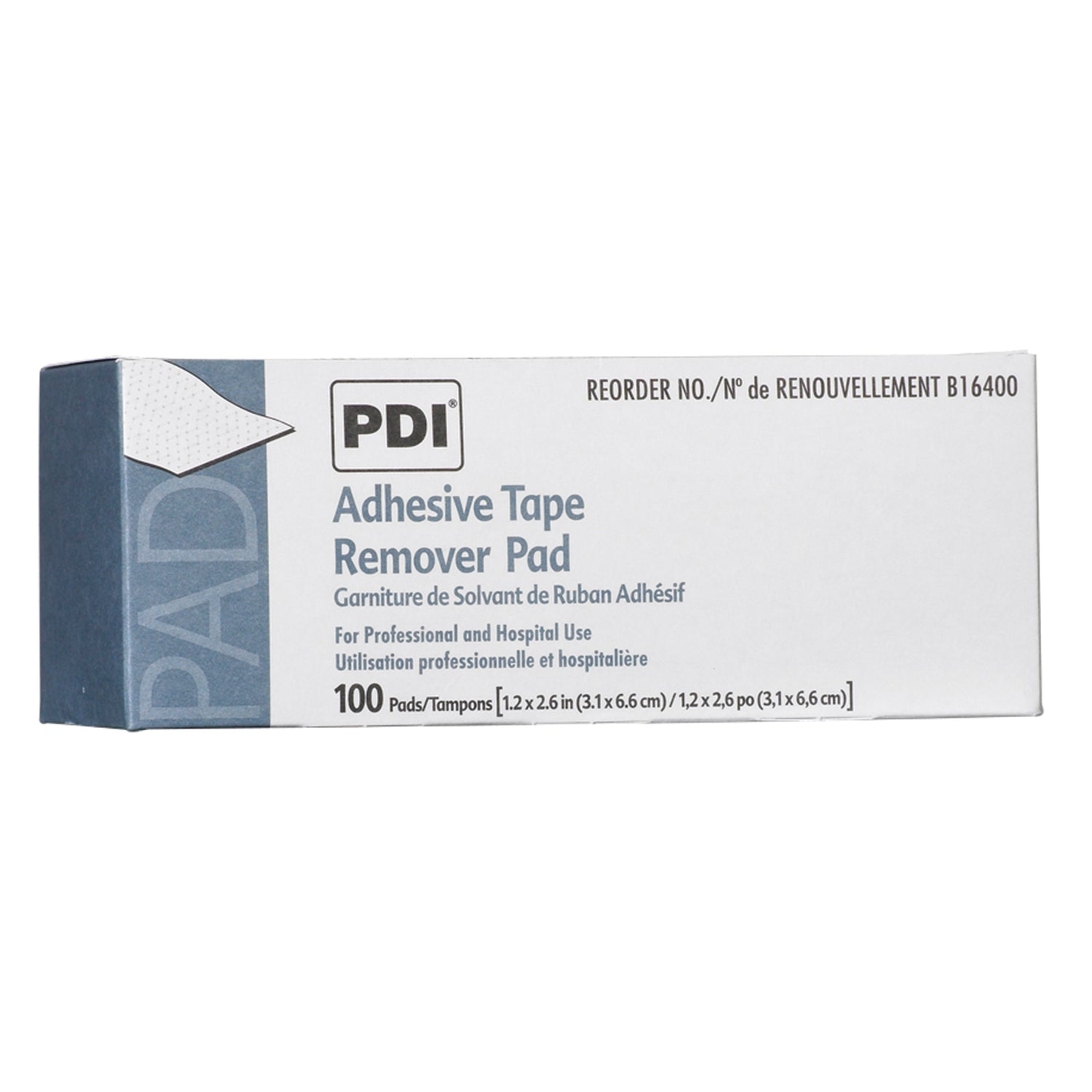 PDI-B16400 Adhesive Tape Remover Pad, 1.25" x 2.625" (100/bx, 10 bx/cs)