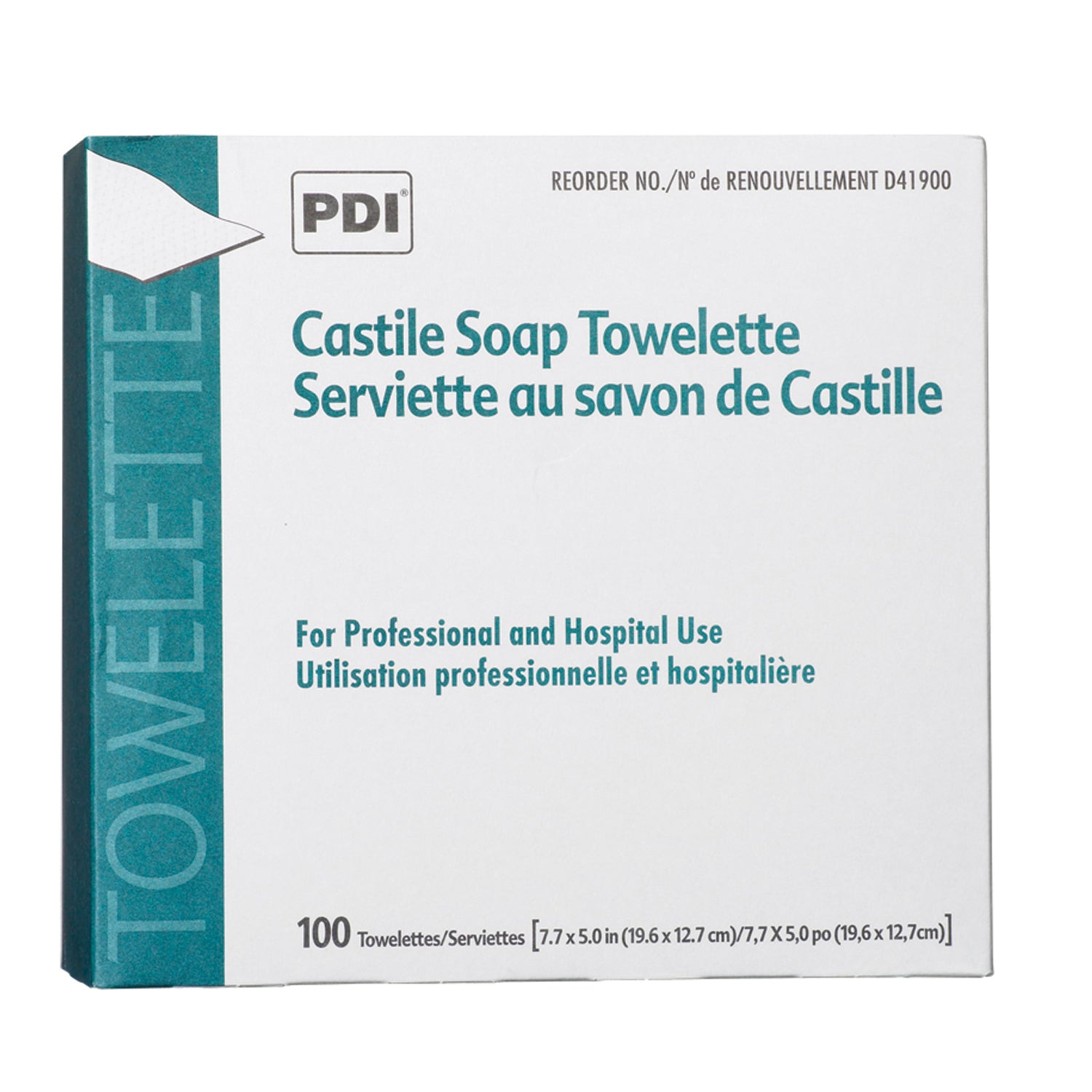 PDI-D41900 Castile Soap Towelette, 2% Coconut Oil (1/pk, 100 pk/bx, 10 bx/cs)
